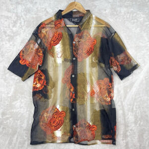 Trust Couture Collection Men's M Shirt Sheer Tiger Head Mesh Y2K 90s Clubwear